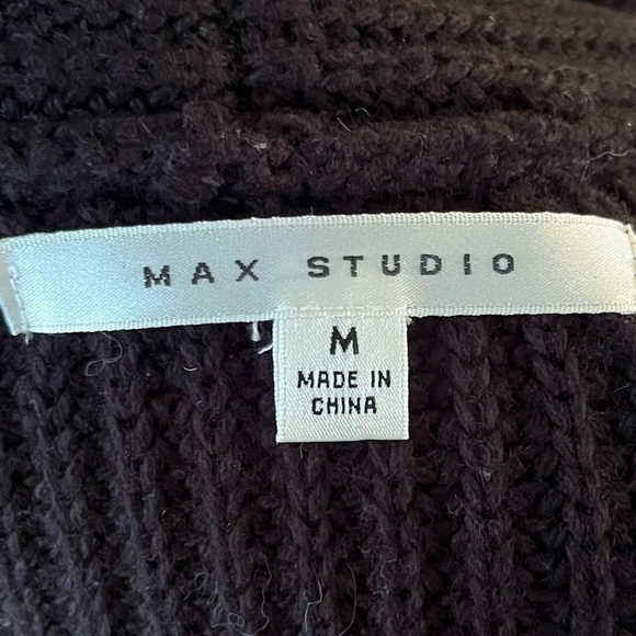 Max Studio Long Black Cardigan with Pockets | Size Medium - Picture 3 of 4